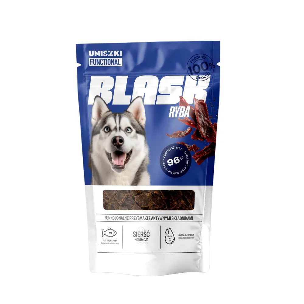 Uniszki_functional_blask_1 Przysmak dla psa funkcjonalny BLASK na sierść i skórę – Ryba UNISZKI 90 g - obrazek 1