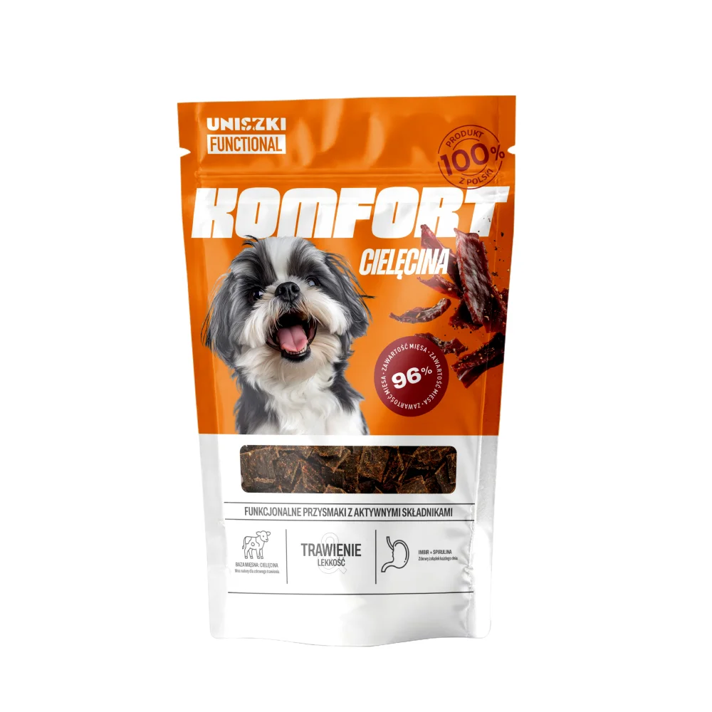 Uniszki_functional_komfort_1 Przysmak dla psa funkcjonalny KOMFORT na trawienie – Cielęcina UNISZKI 90 g - obrazek 1